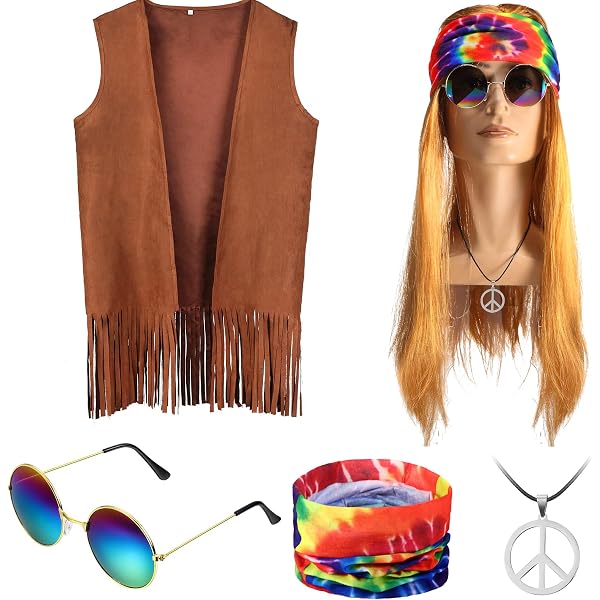 Forum Novelties Chaleco Hippie De Gamuza – Estilo Años 60, Lavable A Máquina, Ideal Para Disfraces Y Fiestas Temáticas – Talla Única Con Flecos