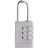 Master Lock(マスターロック) 南京錠 ダイヤル 暗証番号設定 小型 軽量 本体幅23mm 吊高内径22mm アルミ 防犯 620JADSLV シルバー