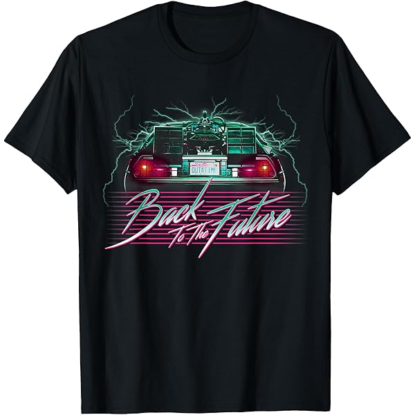 Amazon | Back To The Future ネオンフェードデロリアン Tシャツ
