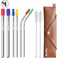 タピオカストロー ステンレス製 マイストロー 12mm+8mm+6mm 【6本セット】,再利用可能 携帯便利 タンブラーに対応 エコストロー 長さ21cm 洗浄ブラシ＋収納バッグ＋シリコンキャップ付き シルバー