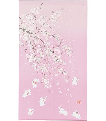 Amazon | 和風のれん【うさぎ（防炎加工）】（幅82㎝ x 丈150cm