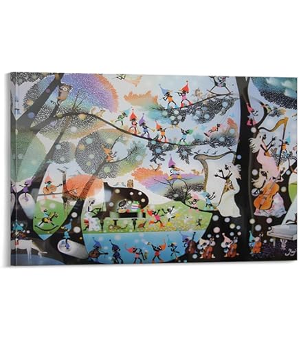 Amazon.co.jp: 藤城清治 こびとの音楽隊 絵画 ポスター 工芸品の装飾品