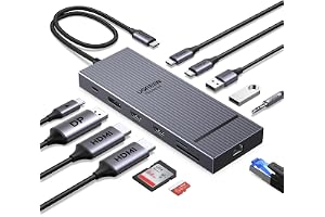 UGREEN Revodok Pro 12-in-1 トリプル4Kドッキングステーション、2*HDMI+DP、2x10Gbps USB C、2xUSB2.0A、100W PD急速充電、SD/TF、1000Mbpsイーサネット、3.5mmオーディオ、M