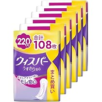 Amazon.co.jp: ウィスパー うすさら安心 220cc 108枚 (18枚×6パック