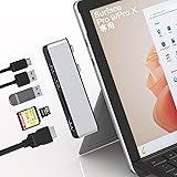 Surface Pro 9 USB ハブ USB-C Thunerbolt 4 (ディスプレイ+データ+PD充電) + 4K HDMIポート + 2x USB3.0 + TF/SD カードスロット マルチポート Surface Pro 9 ハブ トリ
