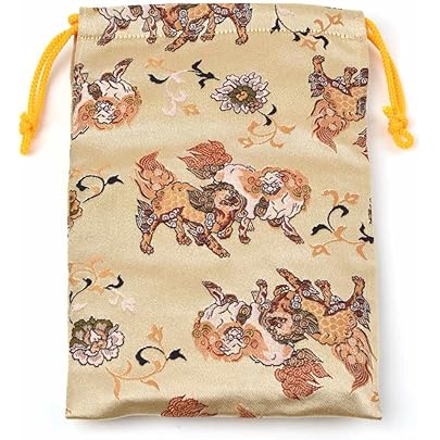 Amazon.co.jp: [千糸繍院] 西陣織 金襴 巾着袋（裏地付き） 鳳凰龍/黒