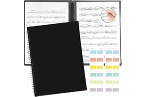 Solf 【ピティナ支部長監修】 楽譜ファイル 書き込める 台紙 譜面 吹奏楽 ピアノ バンド A4 2面 20枚/40ページ (黒‗付箋クリアー)