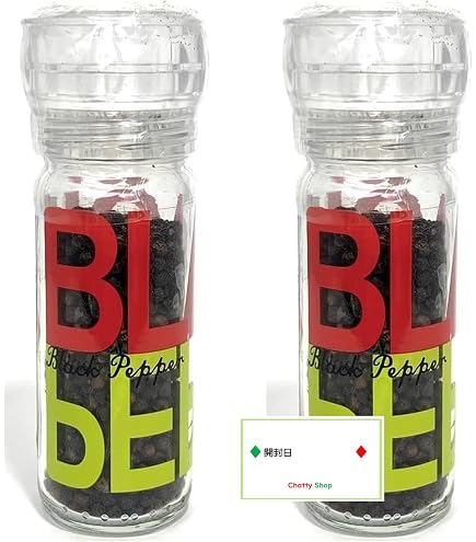 ミル付き 調味料☆ 天然 シーソルト＆ホール ブラックペッパー～容器再利用可～ Amazon.co.jp: 【2種セット】 スパイスアップ ミル付 （ブラック