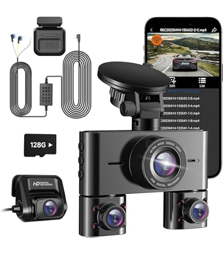 ⭐️SDカード付⭐️ ドラレコ ドライブレコーダー 前後 360度回転 防犯 ドライブレコーダー 360度 前後 3カメラ 1080P HD 170°大広角