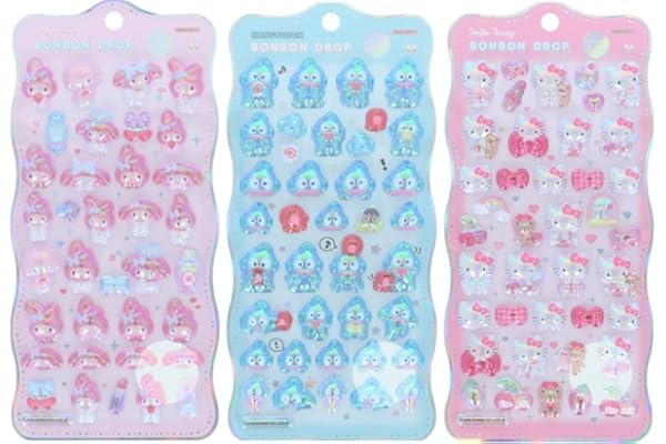 サンスター文具(Sun-Star Stationery) ボンボンドロップシール サンリオ churukira 【3個セット】 M マイメロディ・ハンギョドン・ハローキティピンク S8815445 S8815453 S8815437