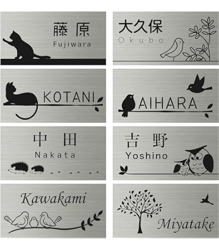 Amazon.co.jp: 光 ステンレス表札 田中 6×20cm カットシート貼テープ付