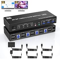 Amazon.co.jp: 8K@60Hz USB 3.0 DisplayPort KVM スイッチ デュアル