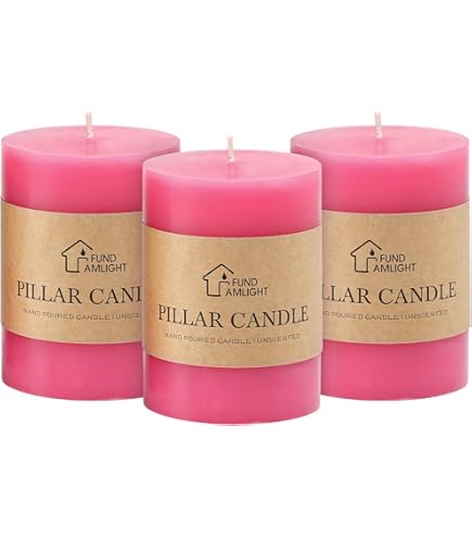 Amazon.co.jp: CANDWAX 3x4 ピンクピラーキャンドル 3個セット - 長く