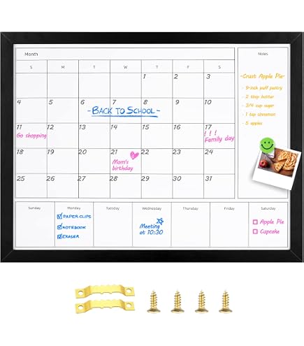 Quartet Dry Erase Calendar Board 17" X 23" - Magnetic Whiteboard & Cork Combo With Black Frame - View #3