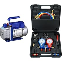 エアコンガスチャージキット&電動真空ポンプ Amazon.co.jp: Fkstyle 【2点セット】エアコン真空ポンプ＆ガス