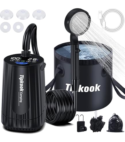 PAHTTO ポータブルシャワー 電気給湯器 投げ込みヒーター 2000W 温度計付 プールヒーター 自動電源オフ アウトドアシャワー 20L折りたたみ式バケツ付き Amazon.co.jp: PAHTTO ポータブルシャワー 電気給湯器 投げ込み