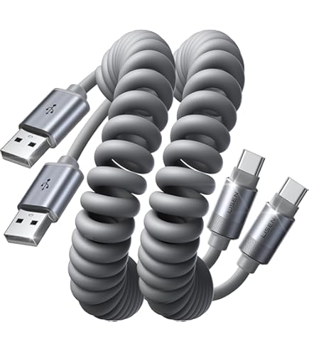 Amazon.co.jp: 2本 USB - USB Cコイルケーブル 3A/15W 高速充電1~4