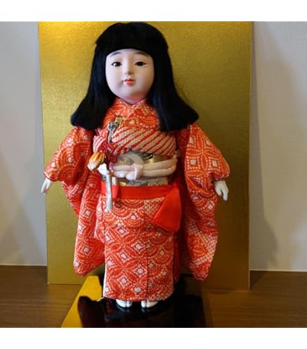 Amazon.co.jp: 市松人形 10号市松人形：正絹別染霞に紋柄：元賀章介作