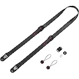 [Cobby] カメラストラップ 幅20mm アンカーリンクス 一眼レフ・ミラーレスカメラ・デジカメなど用 調節可能 クイックリリースプレート付 (ブラック)