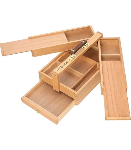 Amazon.co.jp: MEEDEN 収納ボックス 道具箱 ブナ木製 仕切りトレイ付き