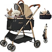 MILA&LOUIS ペットカート 前輪360°後輪ブレーキ付 超軽量4.5Kg MILA&LOUIS 分離型ペットカート 4輪軽量ワンタッチ折りたたみ