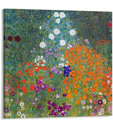 Amazon.co.jp: グスタフ・クリムトの花のポスタービンテージキャンバス