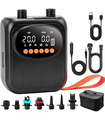 Amazon.co.jp: 7JI サップ電動ポンプ 20PSI 充電式 自動停止 6つの