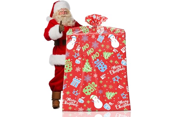 DERAYEE クリスマス ラッピング袋 ビニール袋 特大 152x183CM 飾り 大 超BIG 梱包 ギフトバッグ プラスチック製 雰囲気満点 Christmas (雪だるま, 152x183CM)