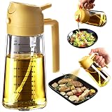 TrendPlain オイルスプレー 料理用 470ml - 2in1 油 スプレー ボトル & ディスペンサー キッチンガジェット エアフライヤー サラダ バーベキュー用 イエロー