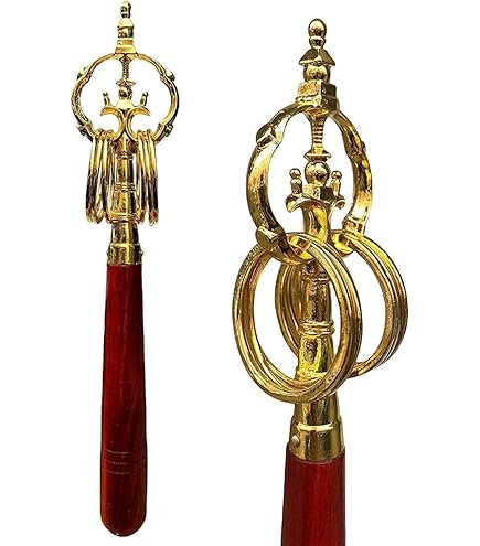 Amazon.co.jp: 密教法具 錫杖 しゃくじょう 禅杖 無垢材ハンドル