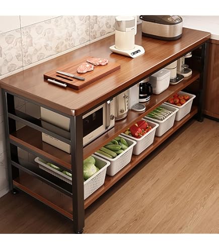 オープン収納ラック キッチンカウンター 作業台 100×40×80cm Amazon.co.jp: 家具 キッチン カウンター ダイニングテーブル 作業台