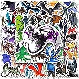 ドラゴンステッカー 50枚、ビニールステッカー 子供 男の子 ティーン 女の子用 漫画ステッカー ノートパソコン 電話 水筒 荷物 フラスコ 自転車 カップ タブレット コンピューター 車用
