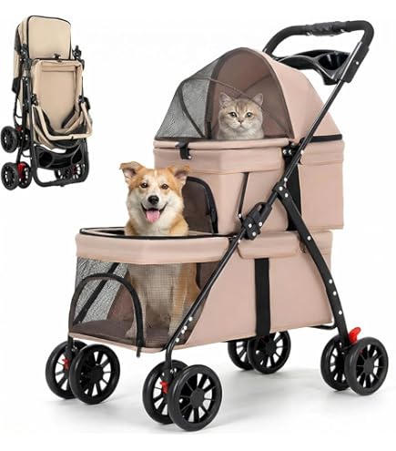 Amazon.co.jp: 【最新自立型】Nonta 二段式ペットカート 4 輪 折り畳み