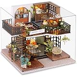 moin moin 1/24 ドールハウス ミニチュア 手作りキット セット 英国 にある森の中の ティーハウス - MOMO TEA - 紅茶 カフェ 喫茶店 おしゃれ イギリス | LEDライト + アクリルケース + オルゴール (ハッパルベル