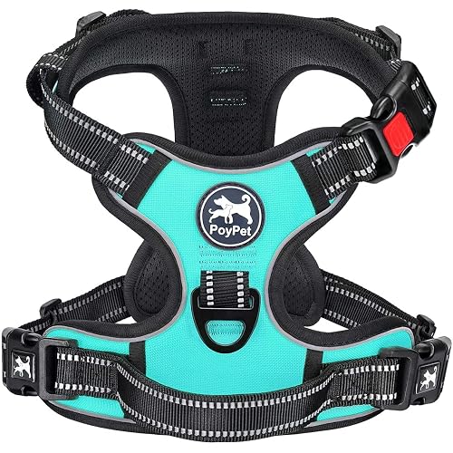 PoyPet No Pull Dog Harness, No Choke Reflective Oxford Outdoor Vest, Adjustable Pet Harnesses, No Choke Reflective Oxford Out
