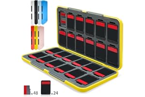 Switch 2 ゲームカードケース 24枚スイッチカード＆Micro SD48枚収納可能 マグネット式開閉 ハードシェル 整然収納 耐衝撃 傷防止 ホコリ防止 持ち運び便利 (24枚, イエロー)