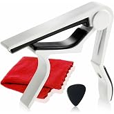 Phoenix ワンタッチ ギターカポタスト【type R】お手入れ用ファイバークロス／ピック／メーカー保証書＜4点セット＞ (ホワイト)