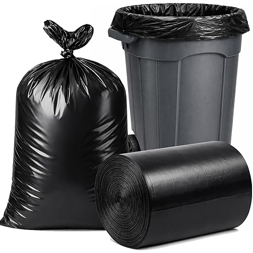 SurpOxyLoc 60L Multipurpose Tear-Resistant Trash Bags,Heavy Duty,Tastless and Black Garbage Bags (100 Count,60x80cm)