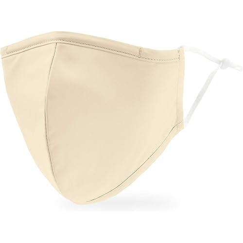 Weddingstar Washable Cloth Face Mask Reusable and Adjustable Protective Fabric Face Cover w/Dust Filter Pocket - Ivory