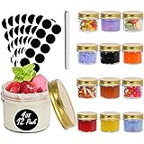 12 Pack 4 oz Glass Jars with Golden Lids, Regular Mouth Mini Mason Jar, Canning Jars for Baby Food, Honey, Jam, Jelly, Weddin