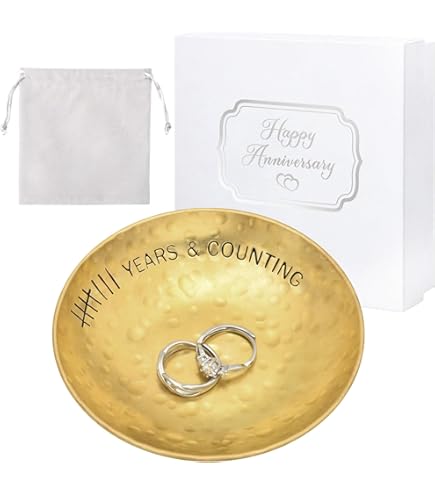 8th Bronze Anniversary Jewelry Tray - "8 Years Down Forever To Go" Engraved Gift For Wife & Couples