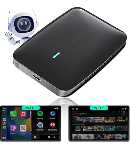 ATOTOZONE AD5 ワイヤレス CarPlay／Android ATOTO AD5 Wireless Android Auto Adapter with ChatGPT AI