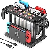 Switch収納スタンド Kytok Joy-Con充電スタンド Switchドック収納 Joy-Con/Proコントローラー/スイッチ本体とドック/ゲームソフト全部収納可能 組立式 省スペース 多機能 大容量 オールインワンスタンド ブラック