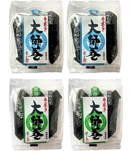 Amazon.co.jp: 大師巻 15本入り 2袋 醤油 塩 手巻き 大師巻き 堂本