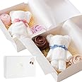 ブルーム 今治タオル タオルベア タオルギフト 2個セット ベア & お花 かわいい タオル ギフト ボックス入り プレゼント 日本製 (ホワイト ＆ ホワイト)