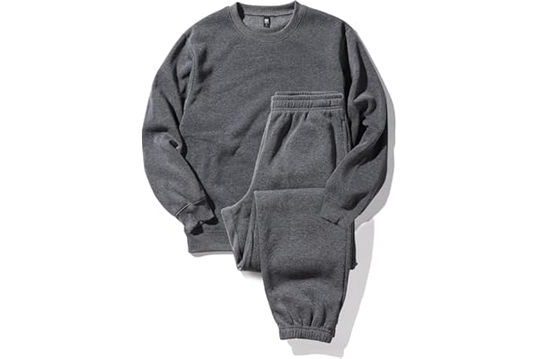 Nutopia Men's Sweatshirt, Fleece Lined Pajamas, Top and Bottom Set, Autumn and Winter, Room Wear, Loose Fit, Unisex, Pair Paj