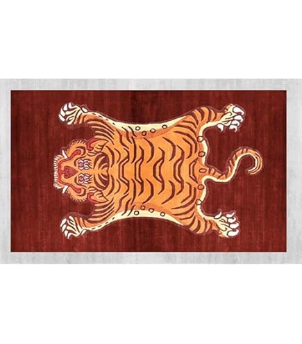 Amazon｜虎柄ラグ トラ柄 マット カーペット フロアマット 毛皮風の