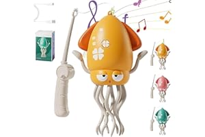 タコおもちゃ,イカ おもちゃ 動く 踊るタコ イカ型電動おもちゃ LEDライト&音楽付き 充電式クロール、インタラクティブな障害物回避センサー、犬、猫、子供向けミュージカルロボットペットおもちゃ,感覚と運動能力の発達 プレゼント