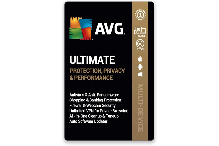 AVG Ultimate Multi-Device (PC, Mac & Android) (10 Devices | 2 Years) (Email Delivery in 2 hours-No CD)