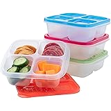 EasyLunchboxes® - Bento Snack Boxes - Reusable 4-Compartment Food Containers for School, Work and Travel, Set of 4 (Classic)